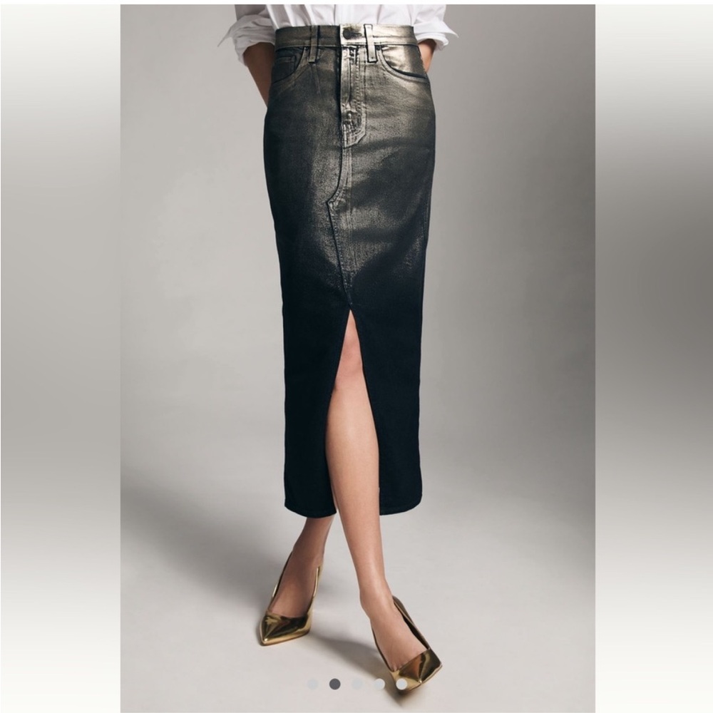 Hudson Jeans metallic denim Ombre maxi skirt